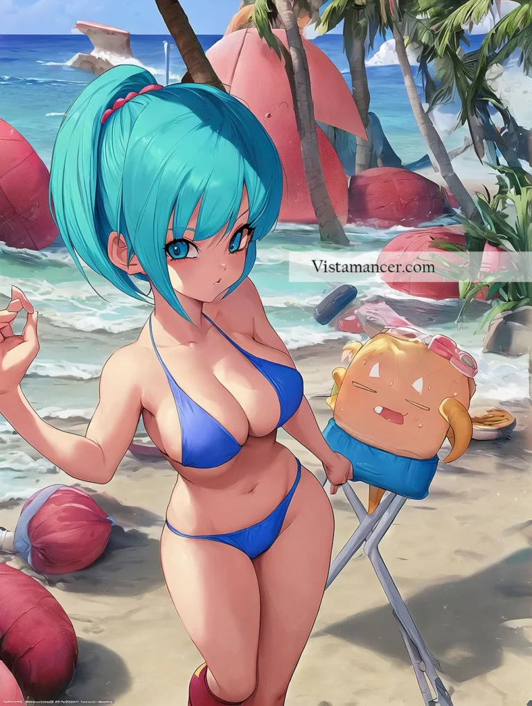 Bulma having fun at the beach