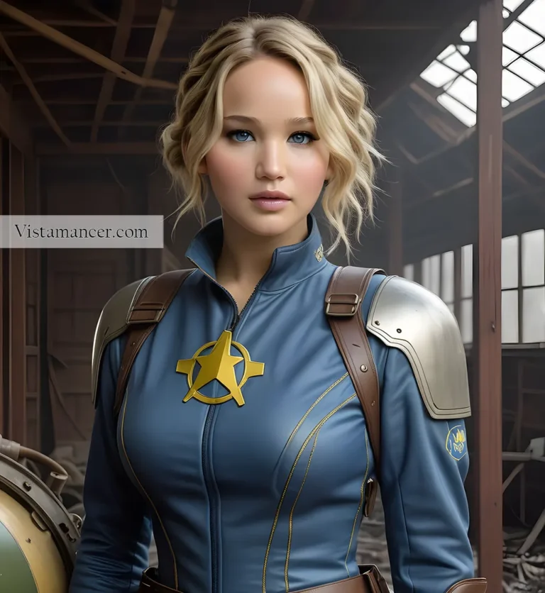 Jennifer Lawrence dressed in fallout gear