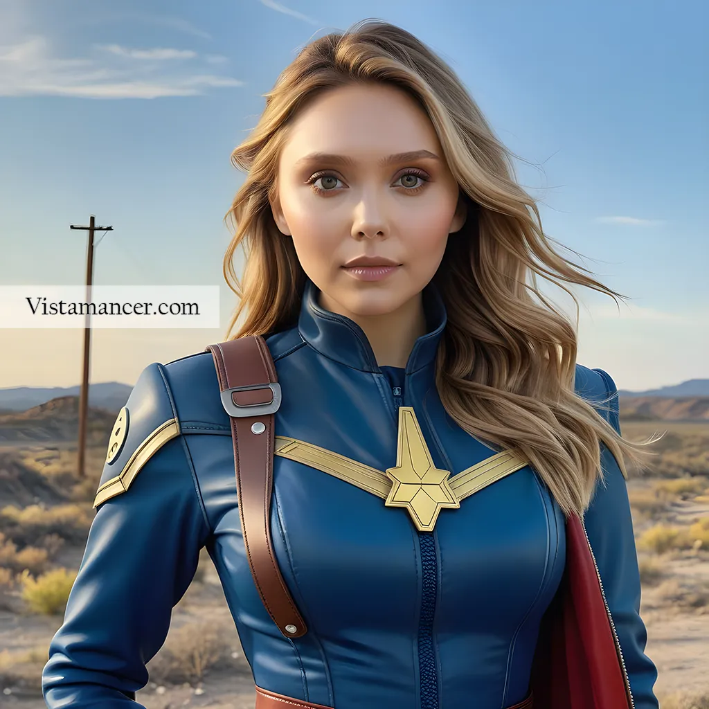 Elizabeth Olsen dressed in fallout gear