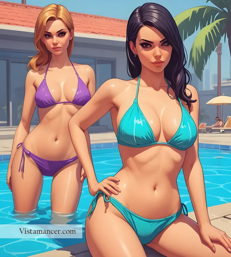 GTA style - 2 bikini girls poolside