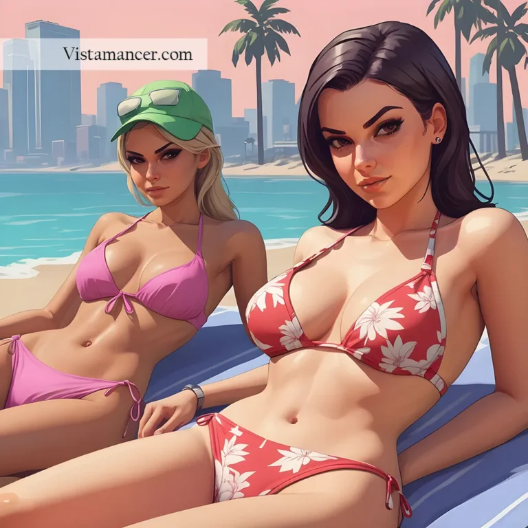 GTA style bikini girls soaking up the sun