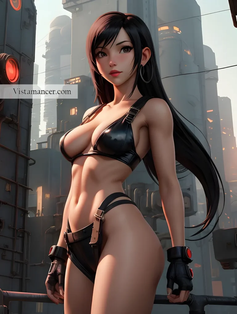 Tifa Lockhart posing in bikini in Midgar