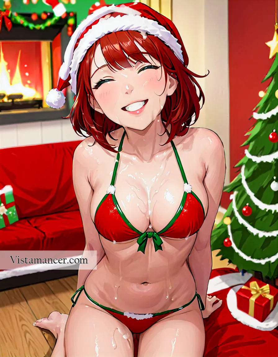 2412 (23) Red hair, red bikini, and all the Christmas cheer!