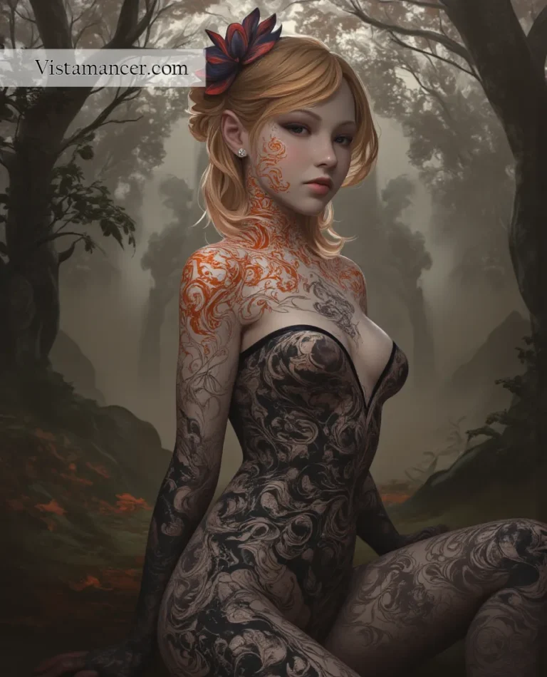 2501 (33) Sexy girl covered in floral designs