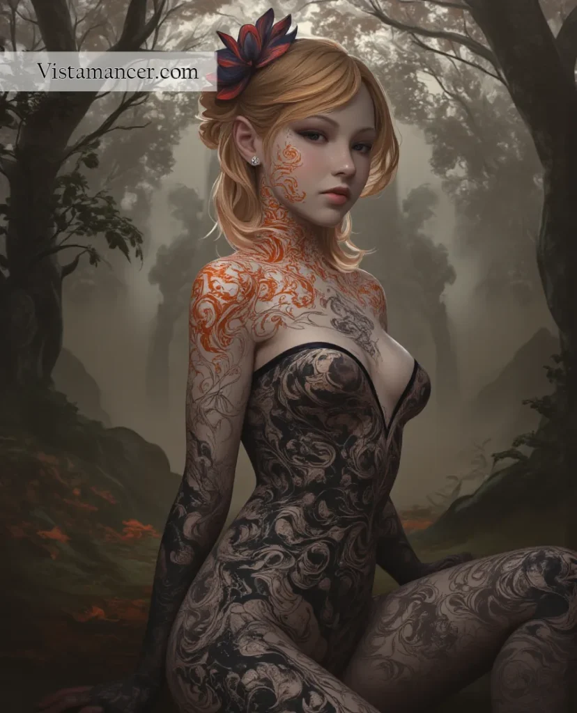 2501 (33) Sexy girl covered in floral designs