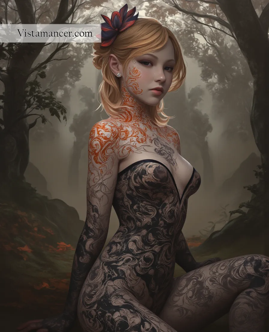 2501 (33) Sexy girl covered in floral designs