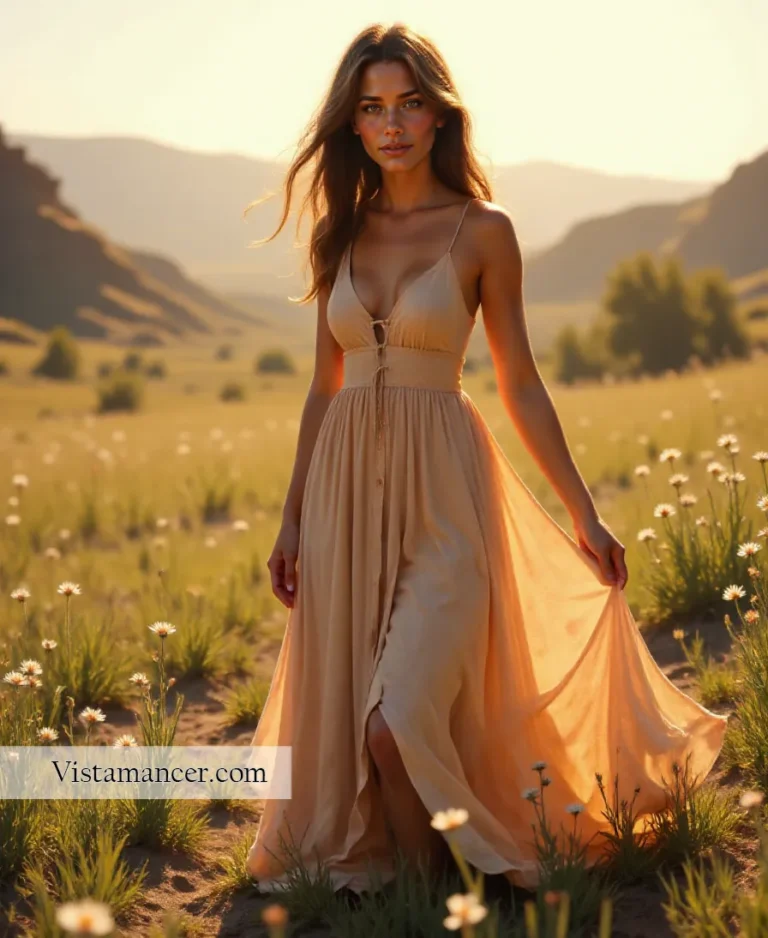 2501 (76) Brunette in white sun dress