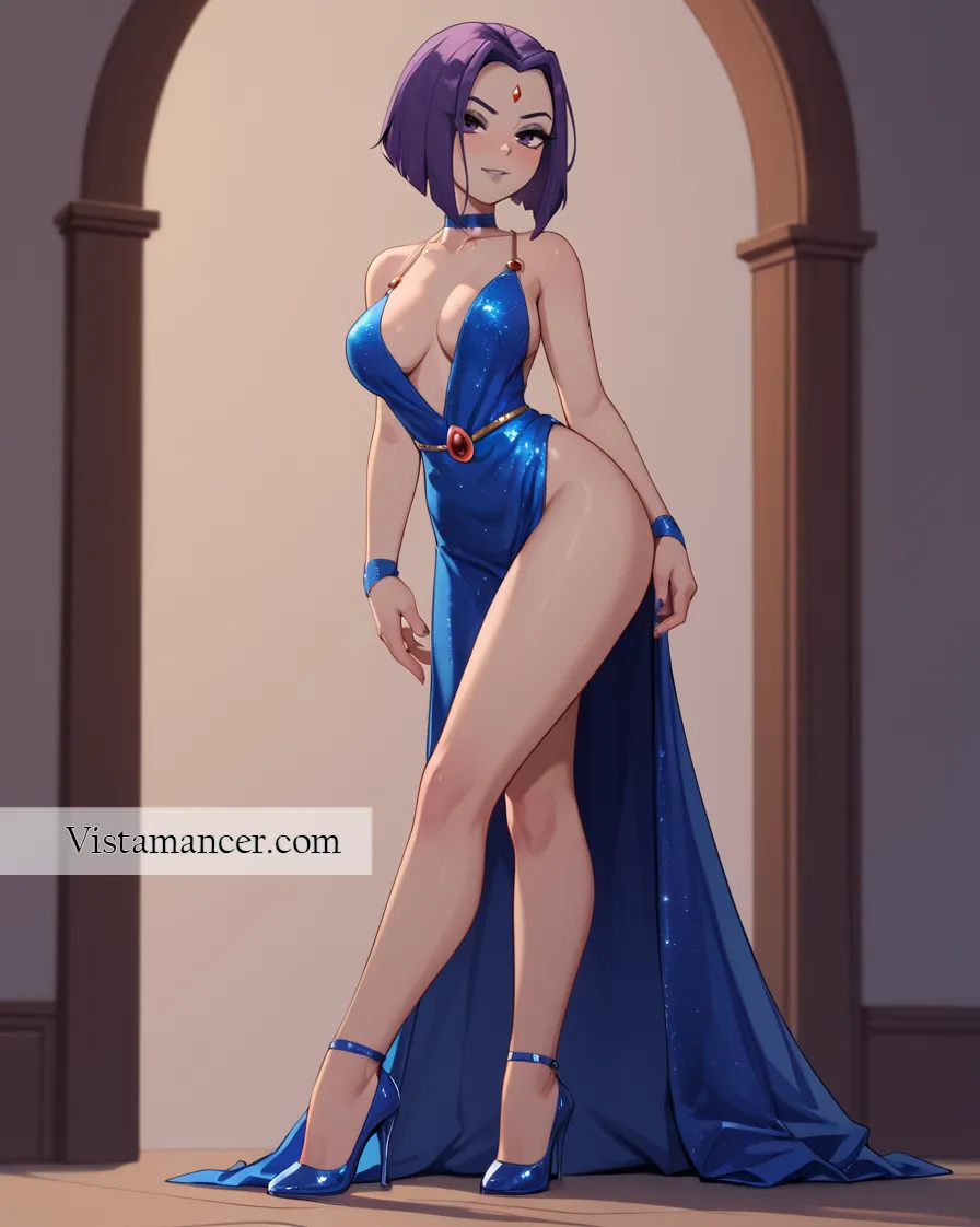 2501 (77) Raven in her revealing blue dress