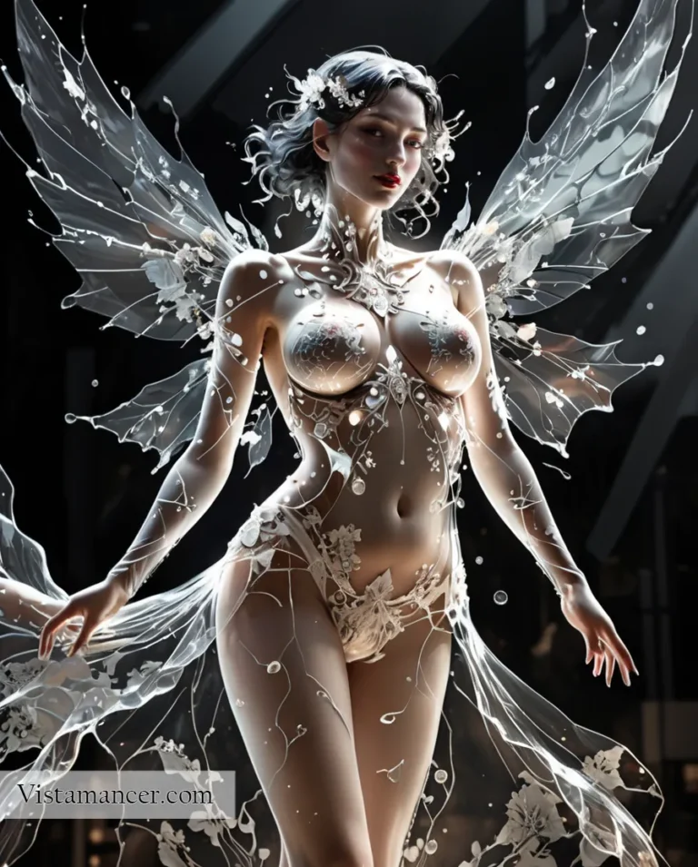 2502 (38) A delicate vision of magic, she floats gracefully with transparent wings and a dress that shimmers like moonlight