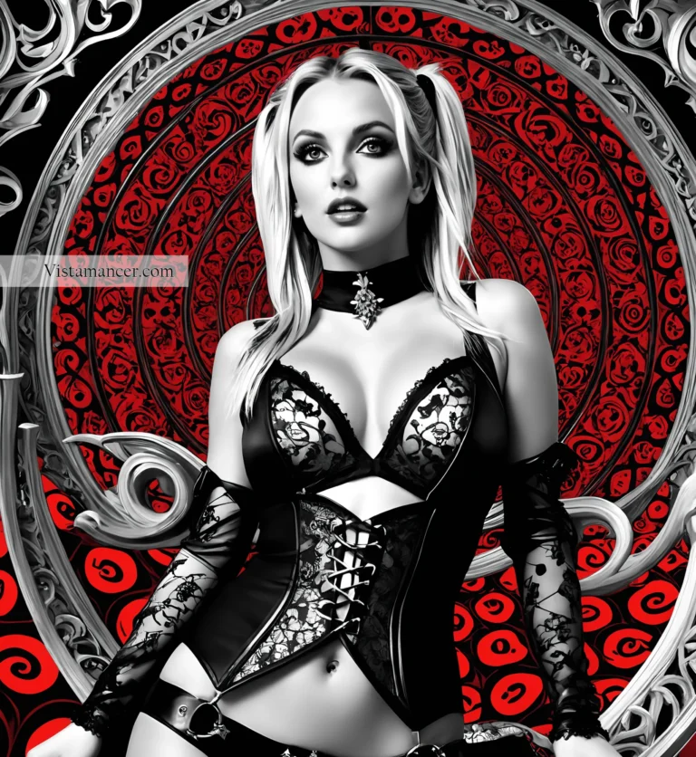 2502 (66) Twisting innocence and intrigue, she’s a noir dream with a pop of red mischief