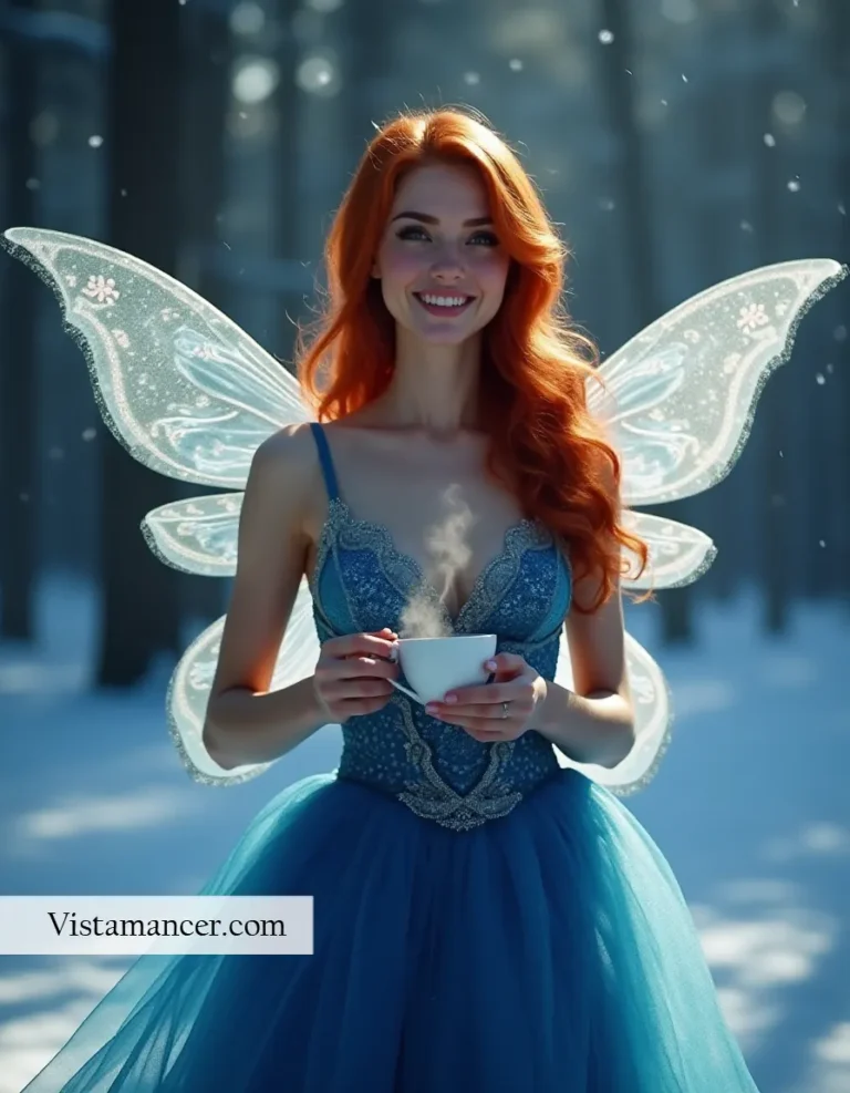 25031 (1) Enchanting sips in a winter wonderland—warmth, magic, and a touch of fairy charm - Vistamancer AI Art