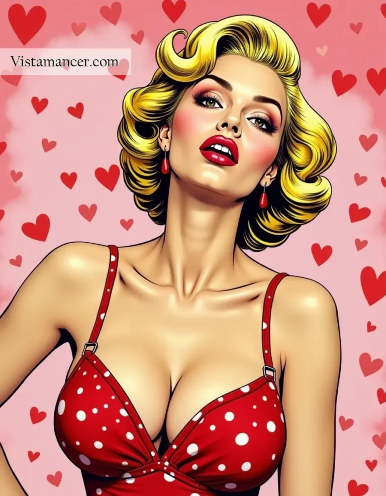 25031 (17) Retro glam with a playful twist—bold, blonde, and perfectly polka-dotted - Vistamancer AI Art