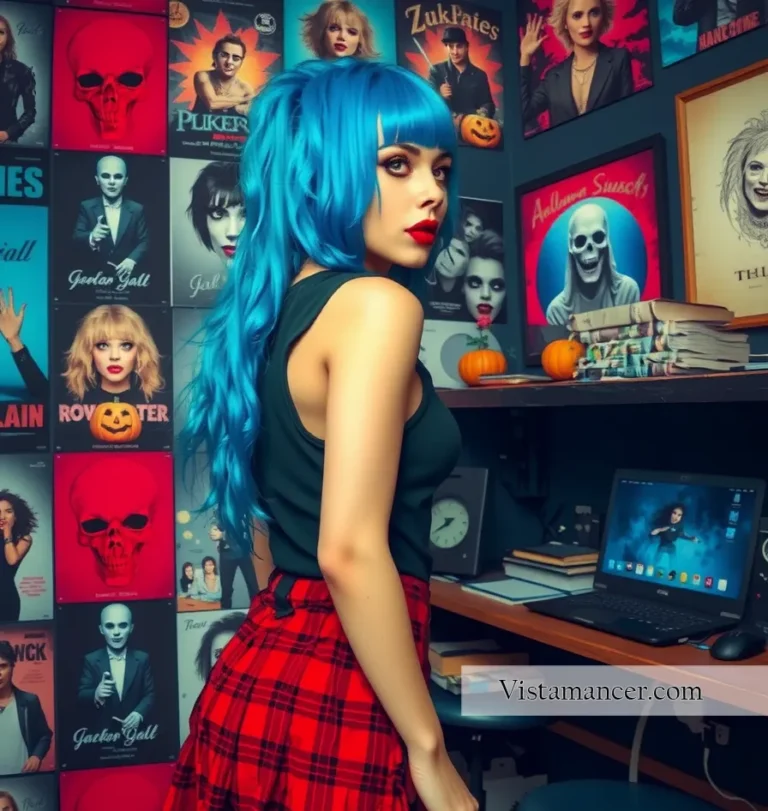 25031 (2) Edgy, bold, and beautifully blue—gothic vibes with a plaid twist