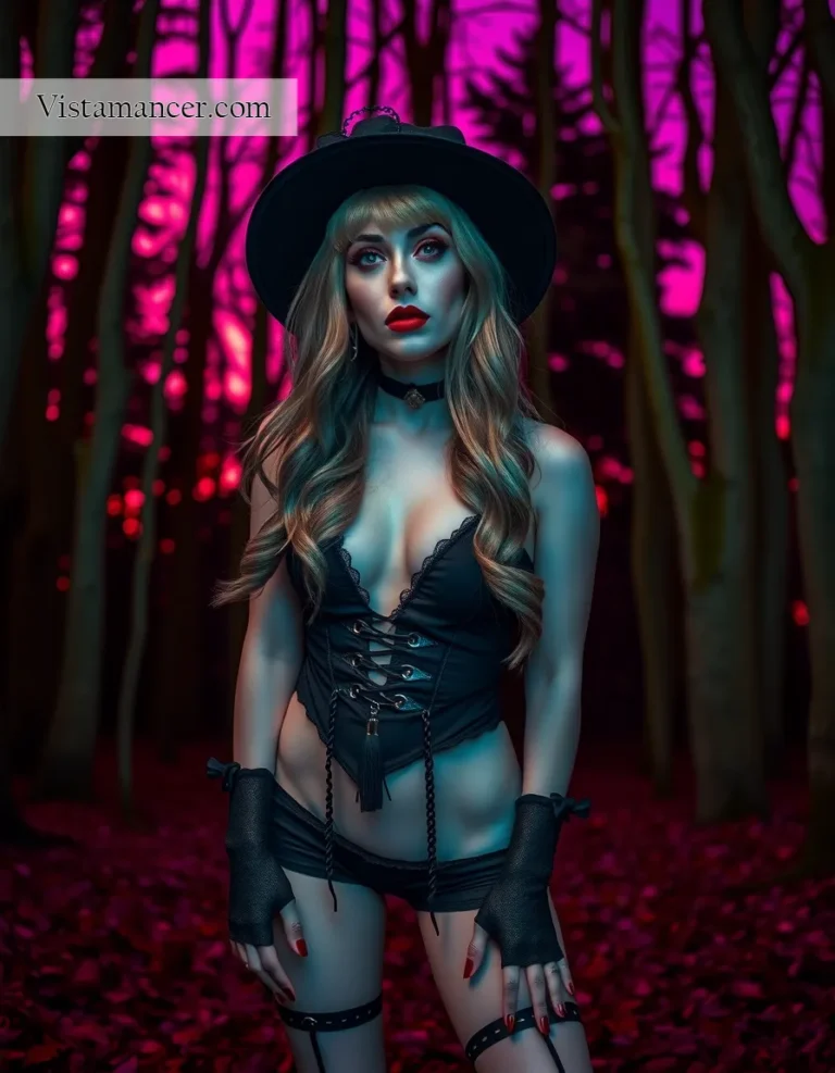 25031 (23) Enchanted shadows and violet skies—gothic elegance deep in the forest - Vistamancer AI Art