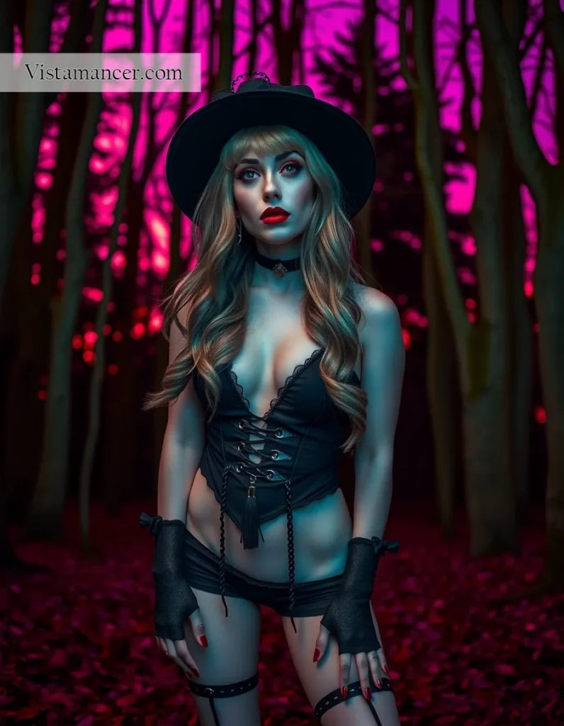 25031 (23) Enchanted shadows and violet skies—gothic elegance deep in the forest - Vistamancer AI Art