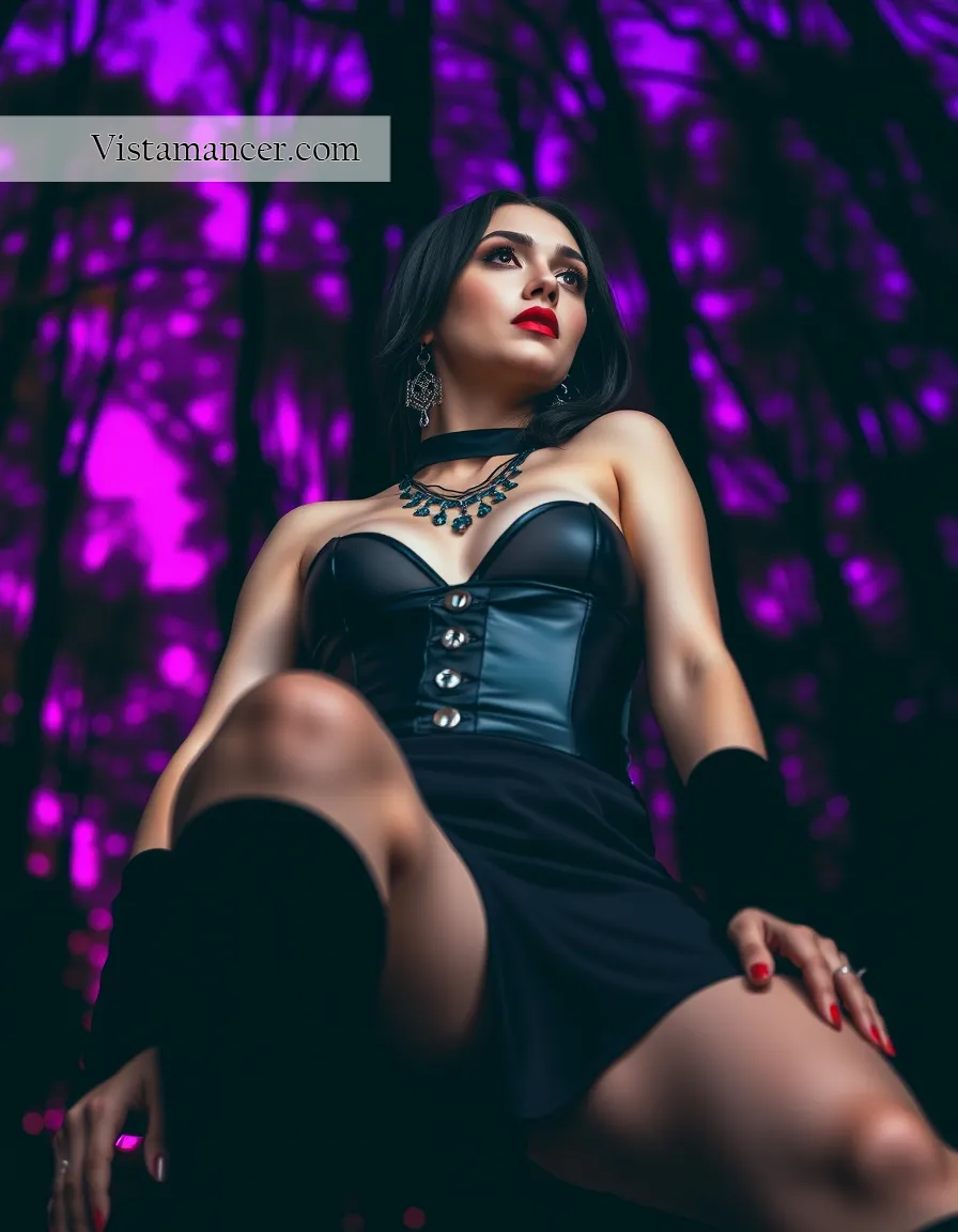25031 (24) Dark beauty meets mystical skies—hauntingly elegant in the heart of the forest - Vistamancer AI Art