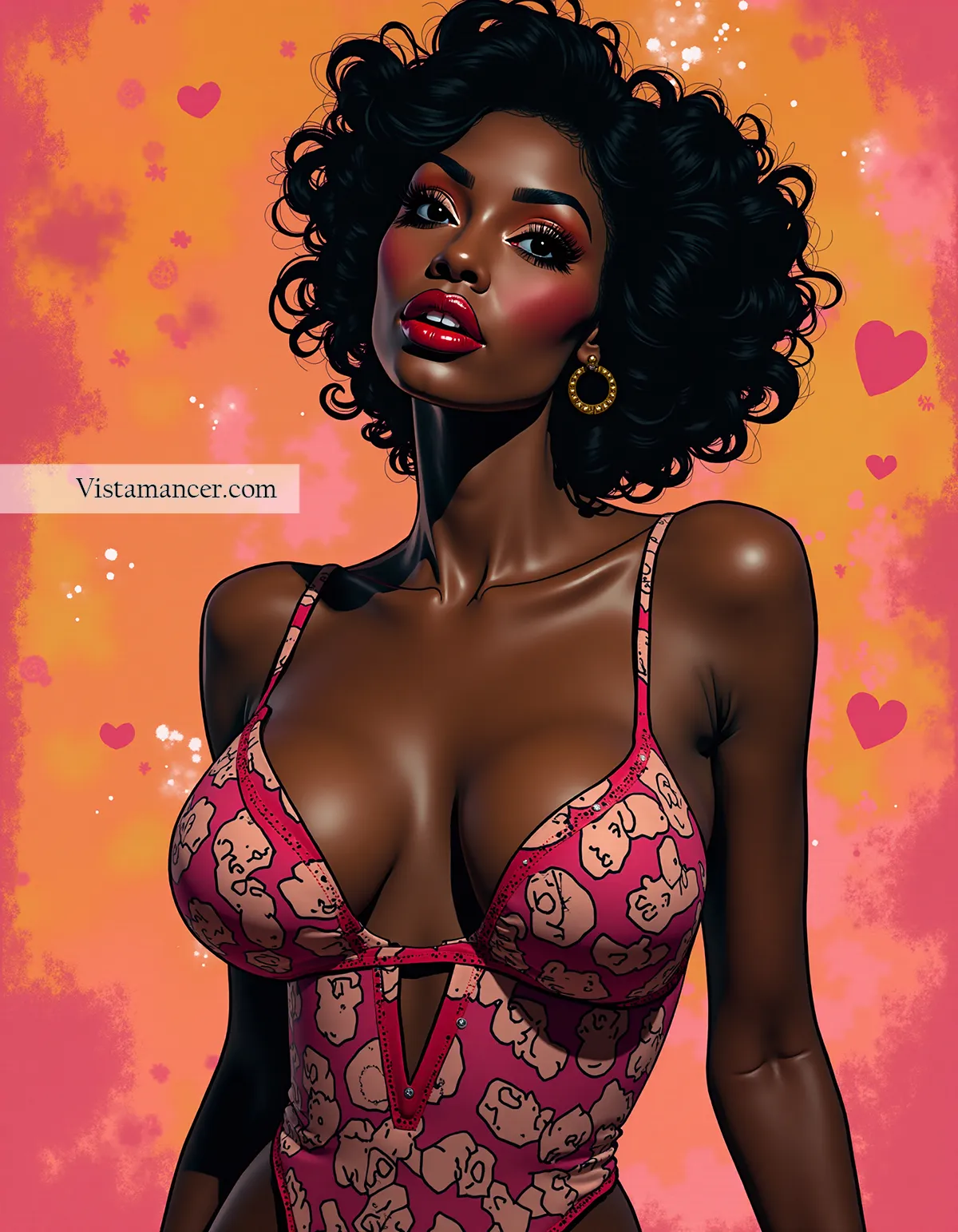 25031 (27) Glowing in every shade—radiant in pink against a bold orange backdrop - Vistamancer AI Art