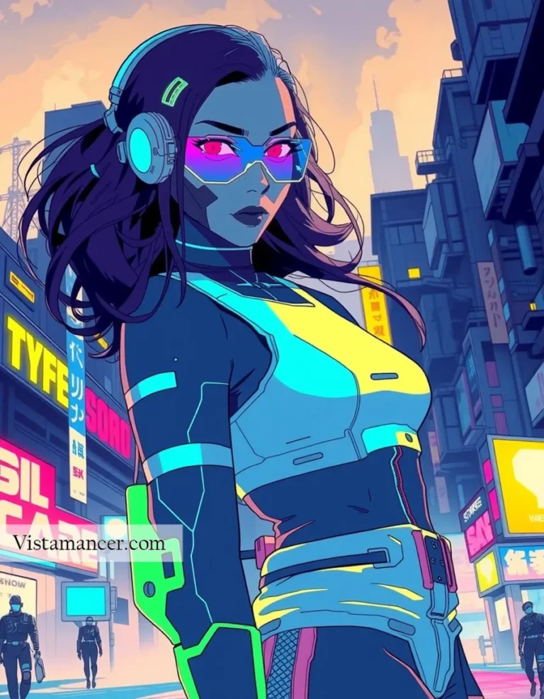 25031 (3) Bathed in blue, glowing in the city night—cool, confident, and captivating - Vistamancer AI Art