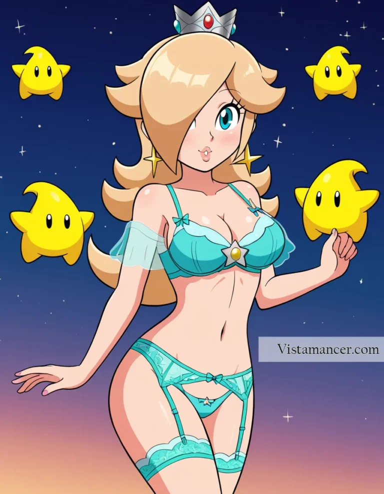 25031 (31) Rosalina shines like the night sky—glowing in blue, surrounded by stars - Vistamancer AI Art