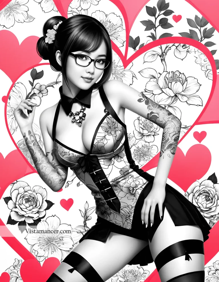 25031 (36) Bold contrasts—black and white elegance with a touch of red passion - Vistamancer AI Art