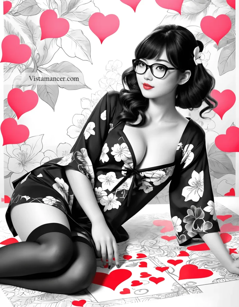 25031 (37) Striking contrasts—elegance in black and white, passion in red - Vistamancer AI Art