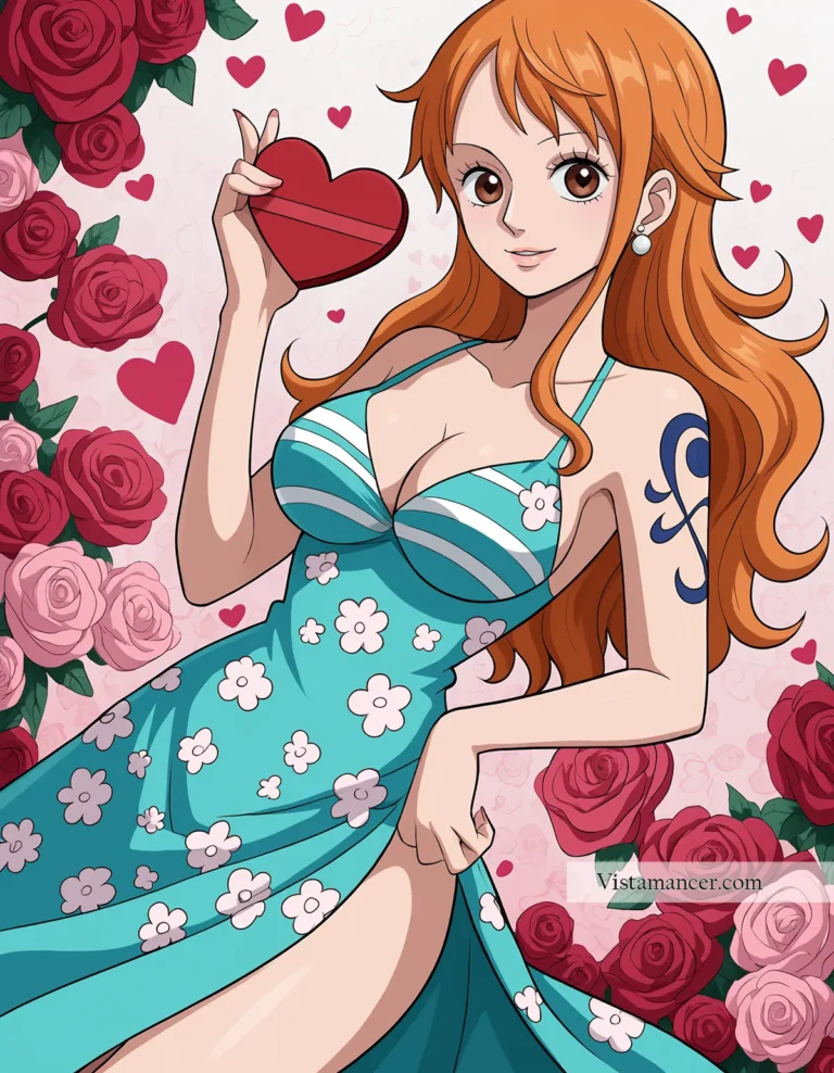 25031 (40) Nami in green, sweetness in hand and elegance in every glance - Vistamancer AI Art
