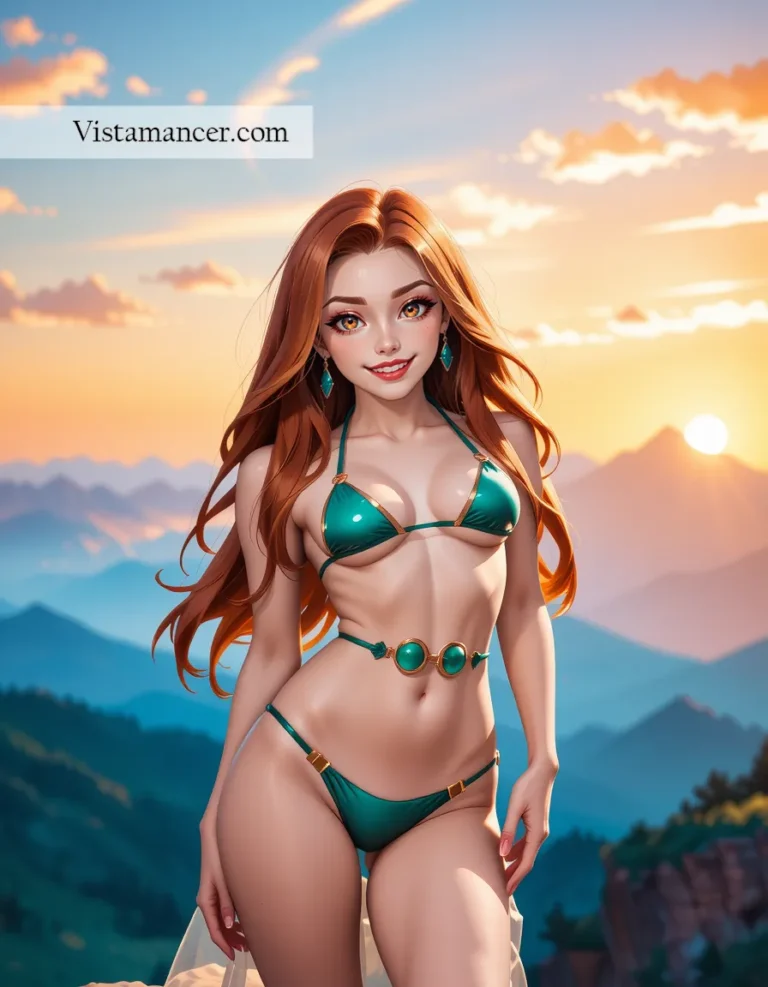 25031 (9) Strength, beauty, and breathtaking views—glowing in green at the summit - Vistamancer AI Art