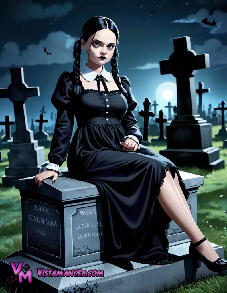 Moonlit Mischief: Wednesday Addams in Her Perfectly Morbid Element