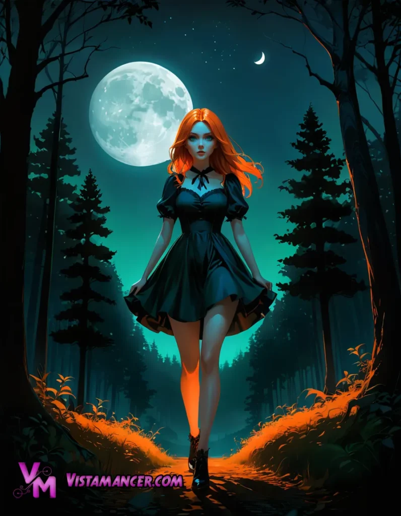 The Orange-Haired Girl's Midnight Walk Through the Woods