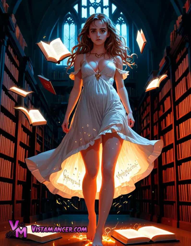 Hermione Granger and the Library of the Lost Arcana - Vistamancer AI Art