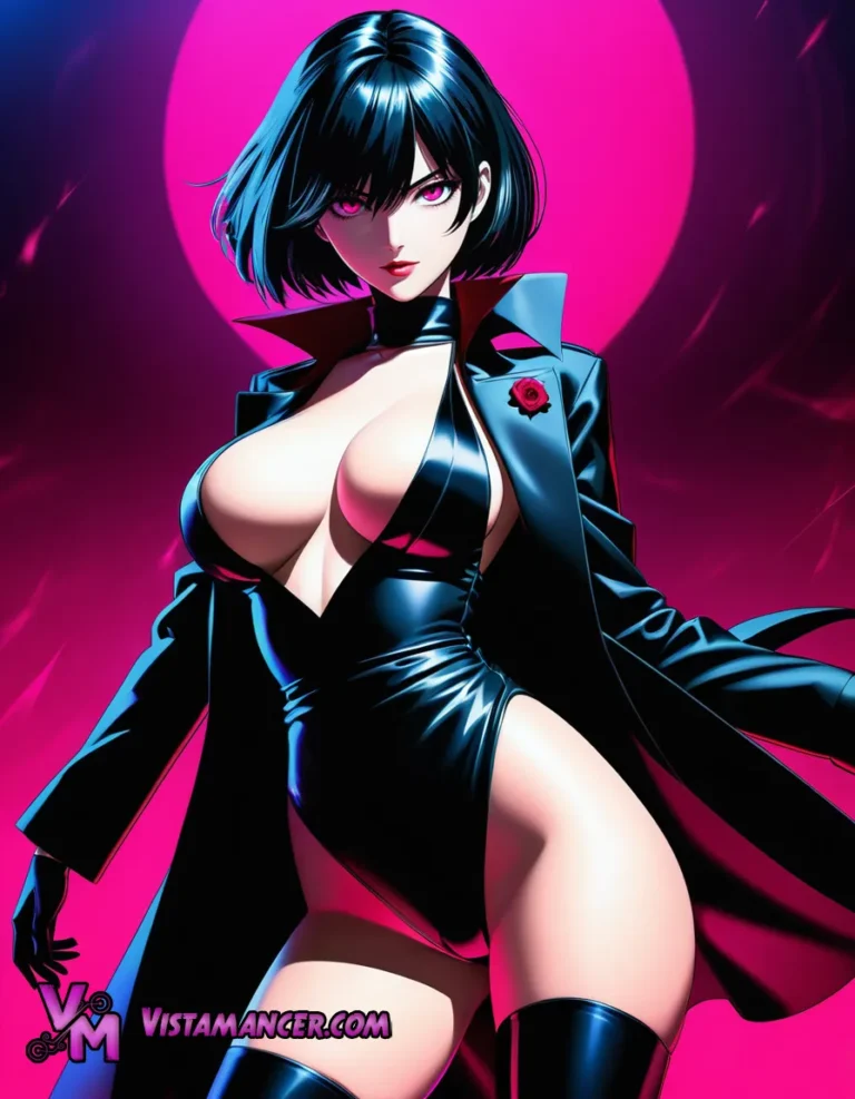 She Wore the Night Beneath a Magenta Sun - Vistamancer AI Art