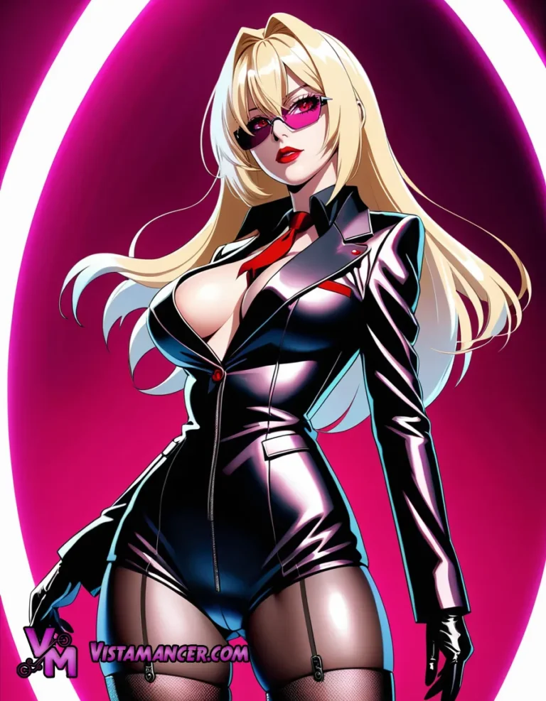 Blonde Voltage in a Neon World - Vistamancer AI Art