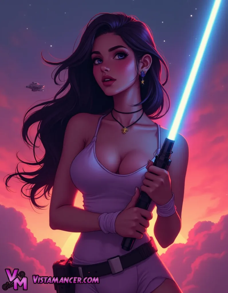 In Starlit Silence She Stands Draped in Light - Vistamancer AI Art