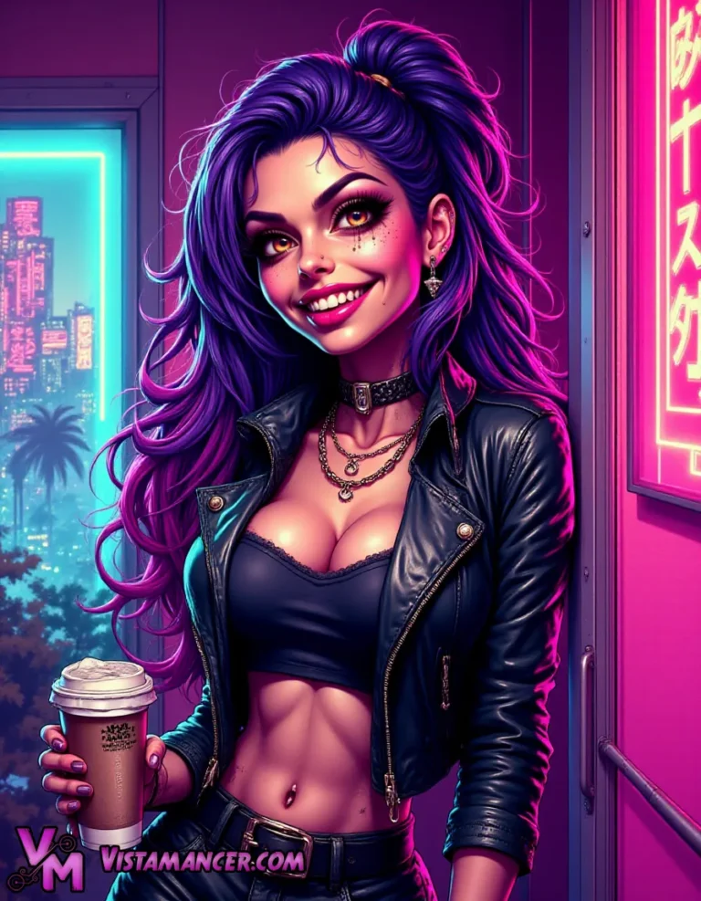 Midnight Brew in Violet Veins - Vistamancer AI Art