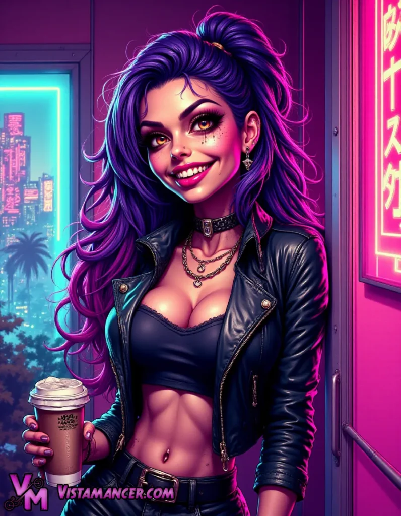 Midnight Brew in Violet Veins - Vistamancer AI Art