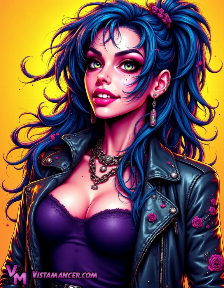 Blue Hair Against the Summer Glow - Vistamancer AI Art