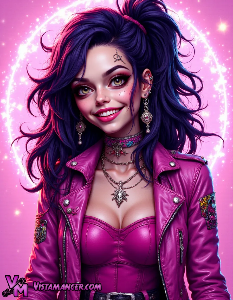 She Glows in Pink Beneath the Halo of Light - Vistamancer AI Art