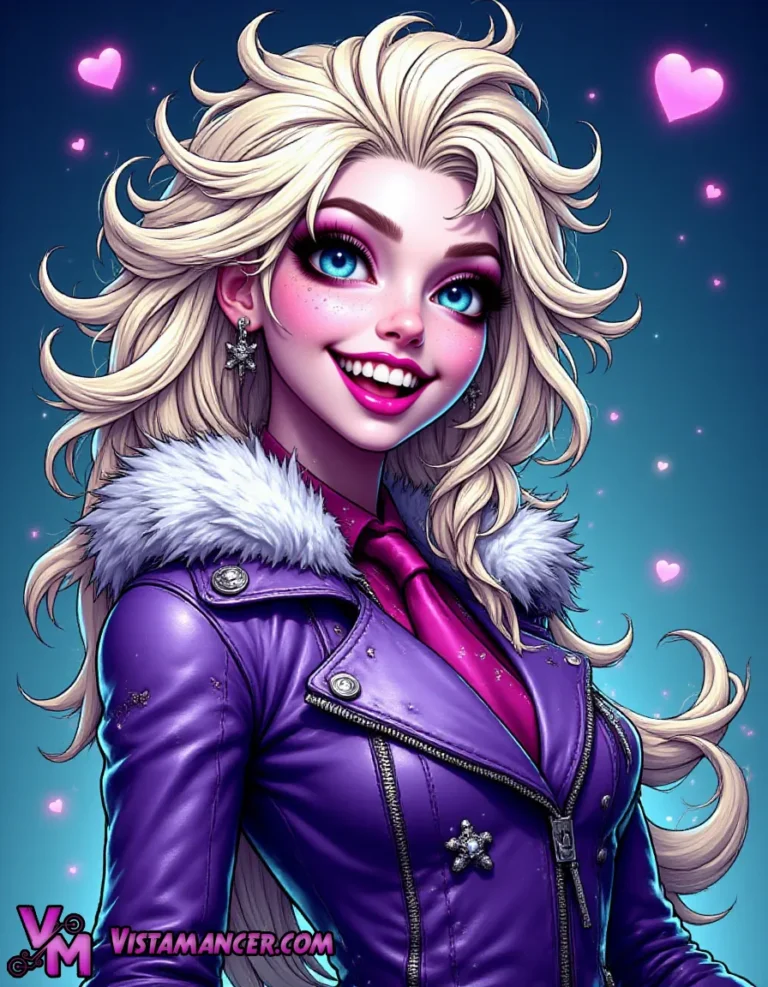 Elsa in Lavender Threads Beneath the Open Blue - Vistamancer AI Art
