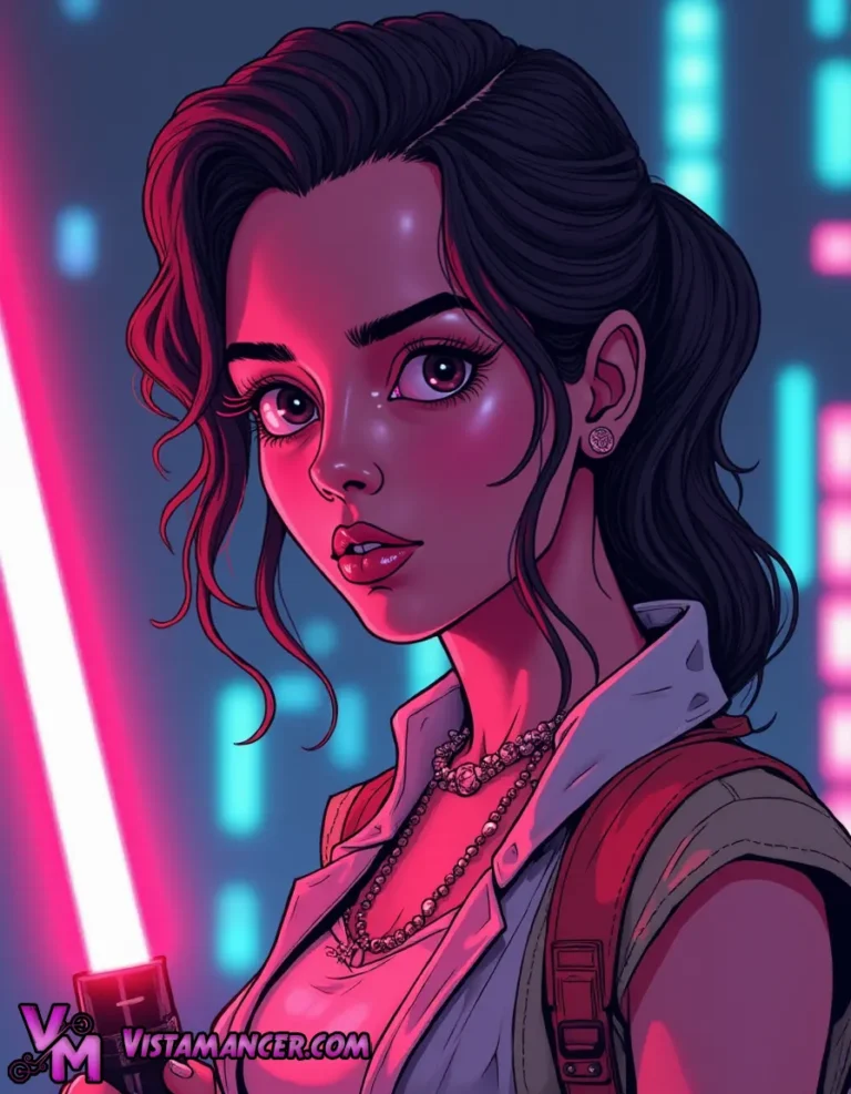 Brunette Warrior in the Light of the Saber - Vistamancer AI Art