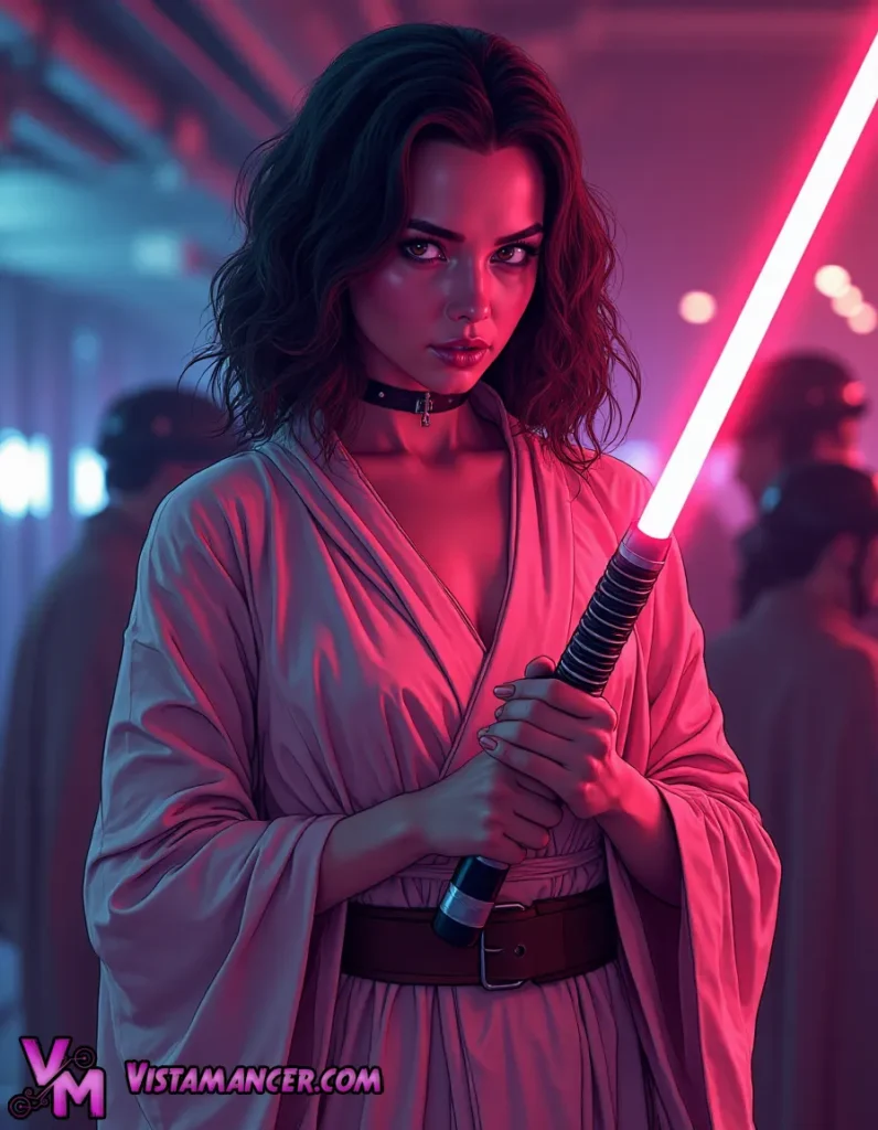 Brunette Jedi in the Light of the Force - Vistamancer AI Art