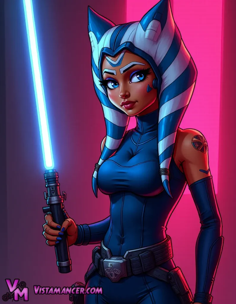 Ahsoka Tano in the Magenta Light - Vistamancer AI Art
