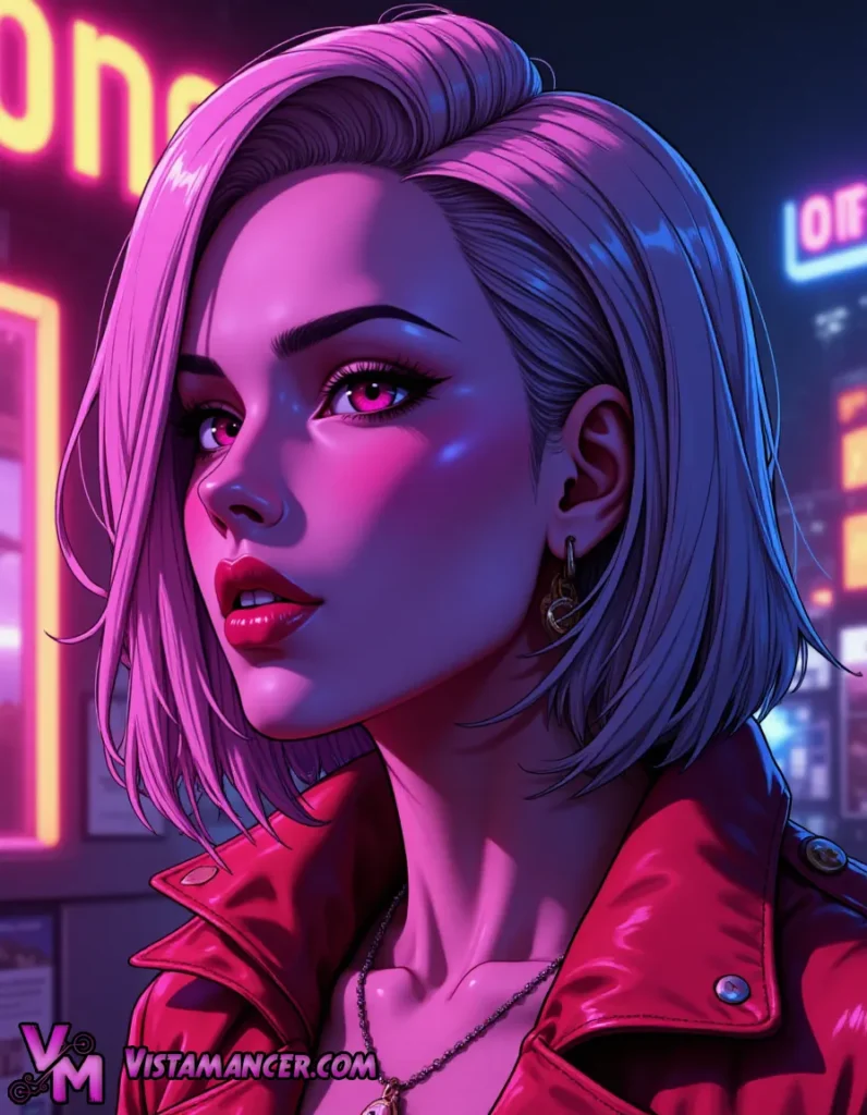 Android 18 in the Violet Glow - Vistamancer AI Art