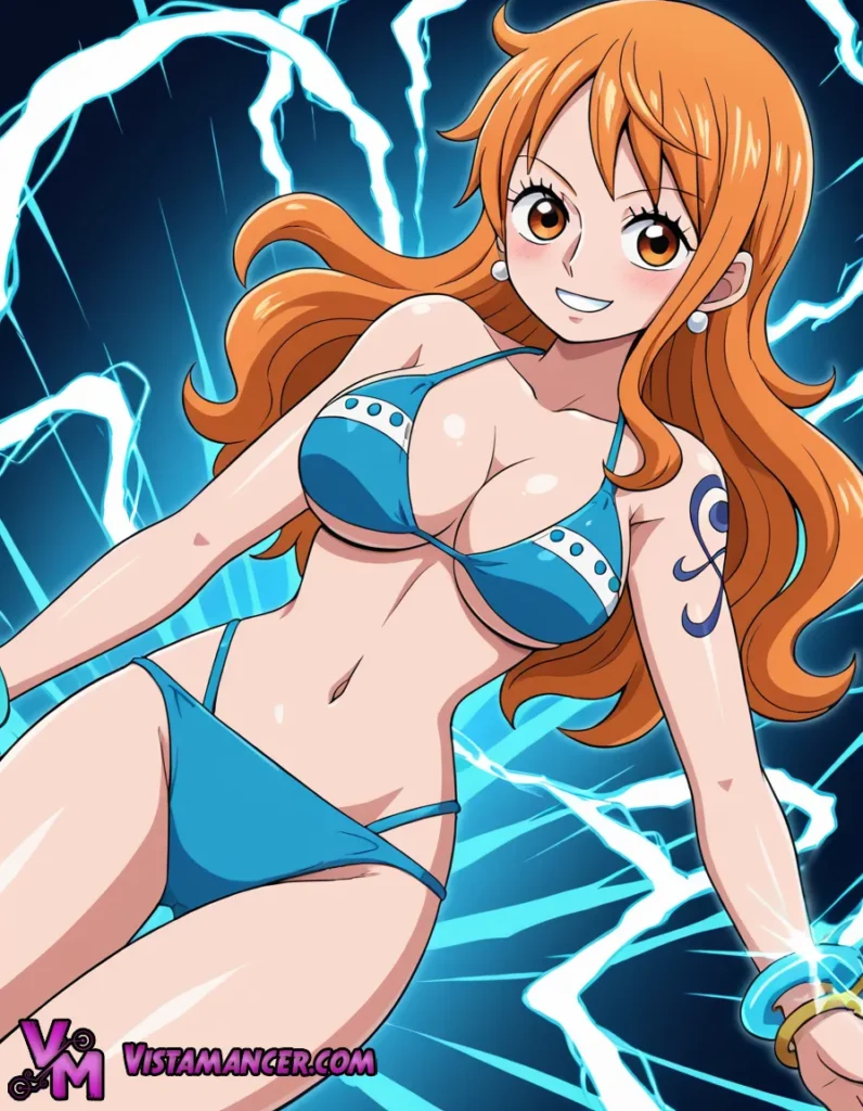 Nami Drifts Through the Blue - Vistamancer AI Art