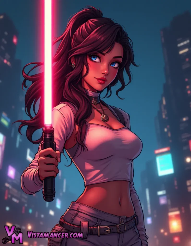 A Lightsaber Amidst the Stars - Vistamancer AI Art