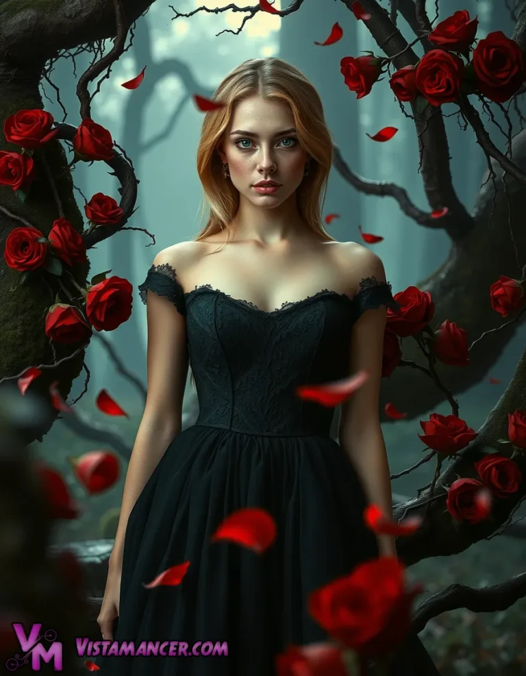 The Thorns of Beauty in the Midnight Garden - Vistamancer AI Art