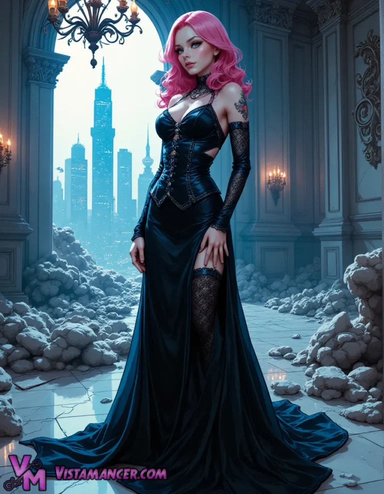 Elegance Amid the Wreckage of a Dying Mansion- Vistamancer AI Art