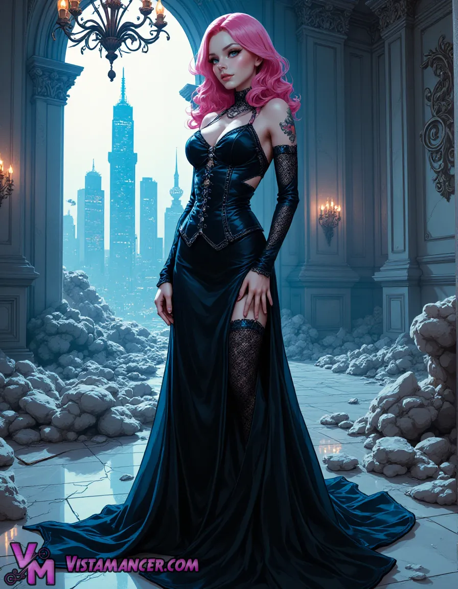 Elegance Amid the Wreckage of a Dying Mansion- Vistamancer AI Art