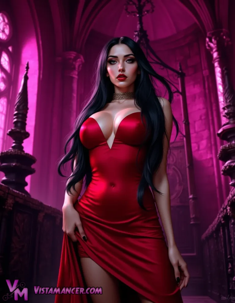 Crimson Grace Beneath the Magenta Cathedral - Vistamancer AI Art
