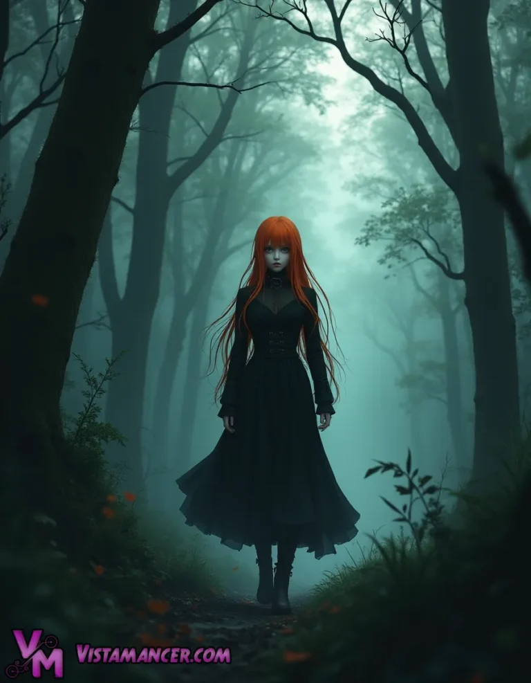 A Walk in a Dark Forest - Vistamancer AI Art