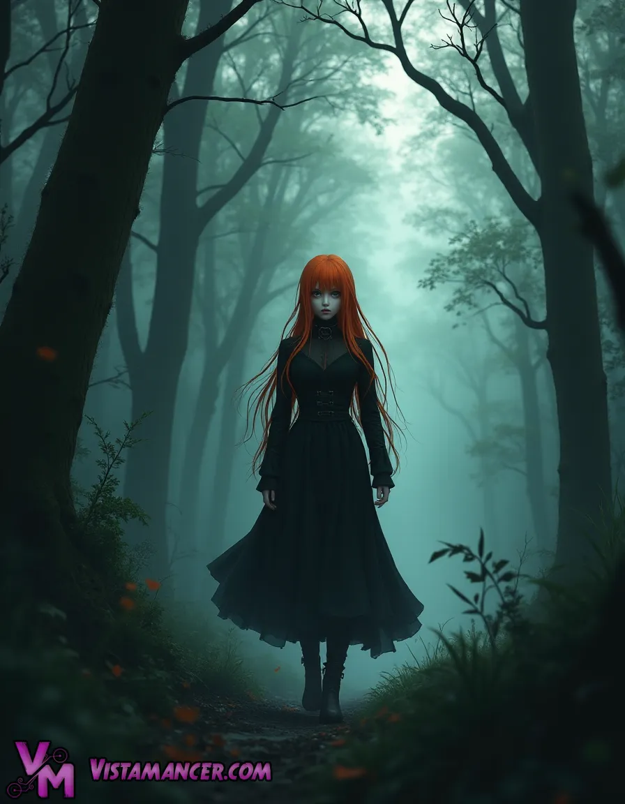 A Walk in a Dark Forest - Vistamancer AI Art